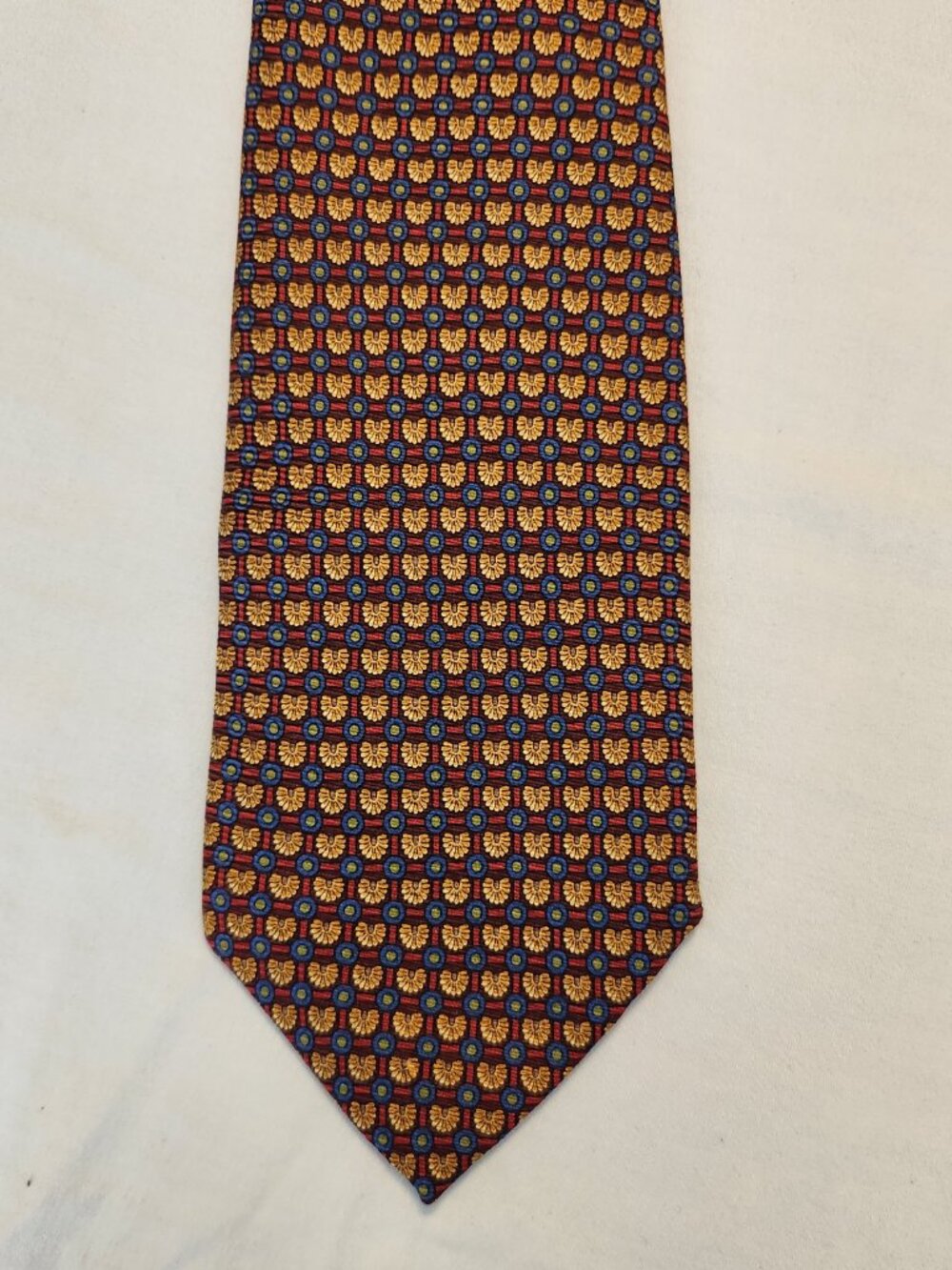 Robert Talbott Best Of Class Mens Silk Tie Red Blue Gold Medallion Print 58"x4"